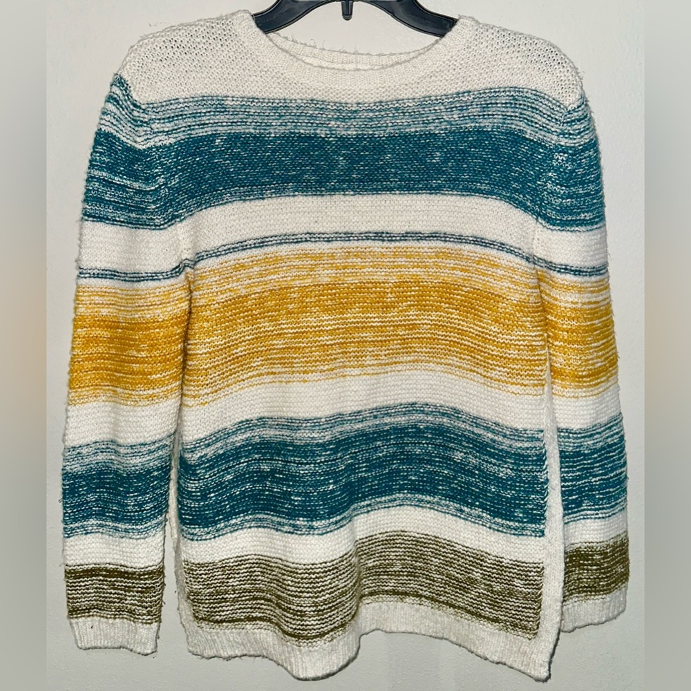 Zara Girl's Textured Knit Sweater in Blue and White